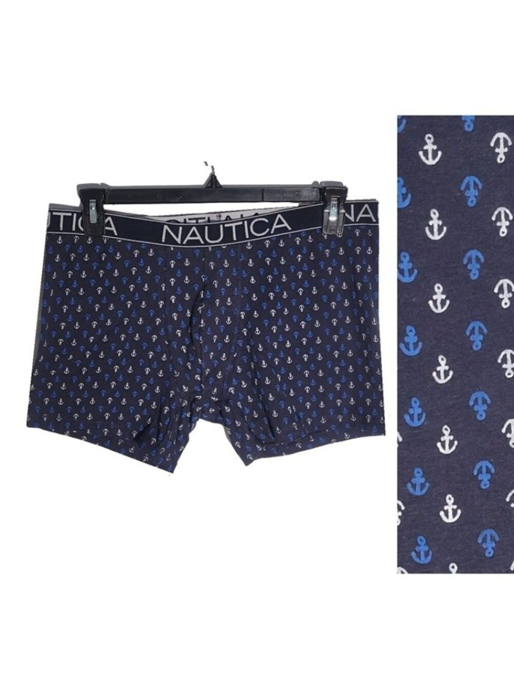 ⭐Nautica Mens Sz XL Boxer Briefs Navy Blue White Anchor Print Stretch Cotton New